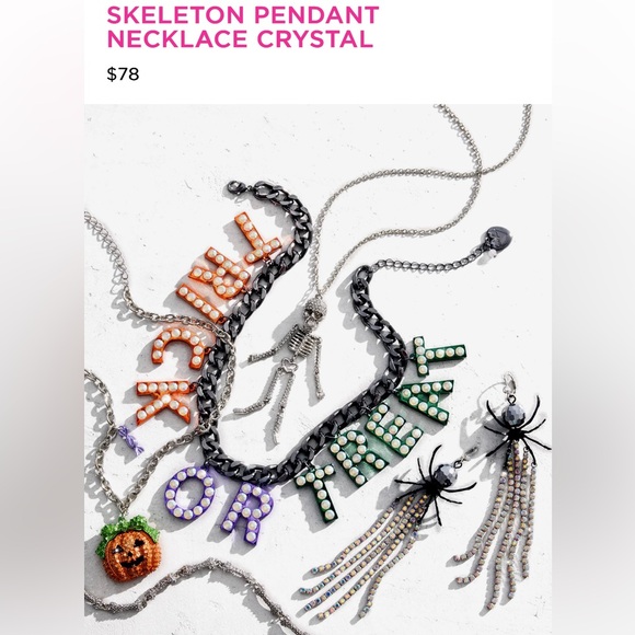 Halloween: Betsey Johnson Skeleton Pendant Blingy Crystal NEW in Coffin Package - Picture 6 of 6